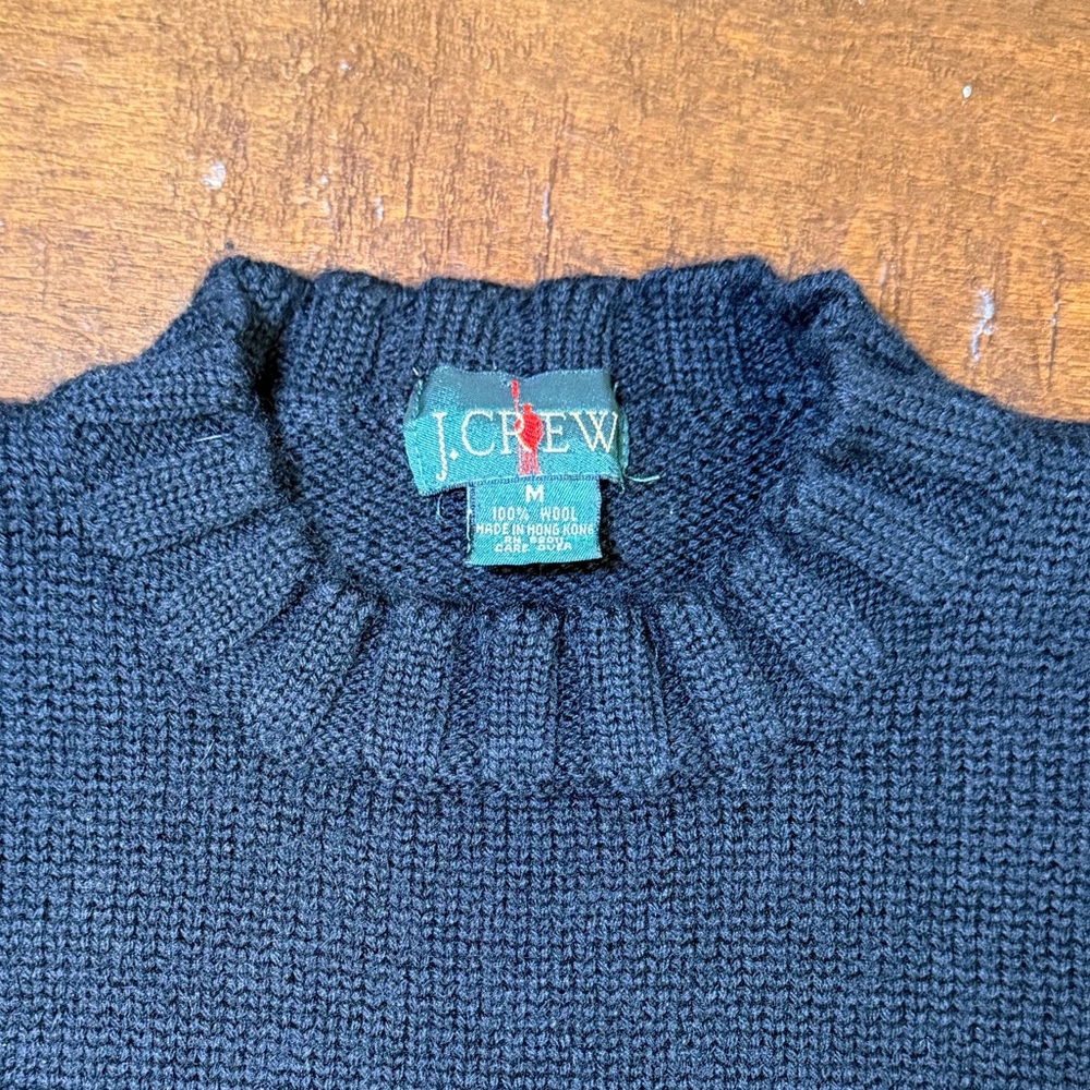 J. Crew Oarsman Knit Fisherman Striped Sweater Black Mens Medium 100% Wool